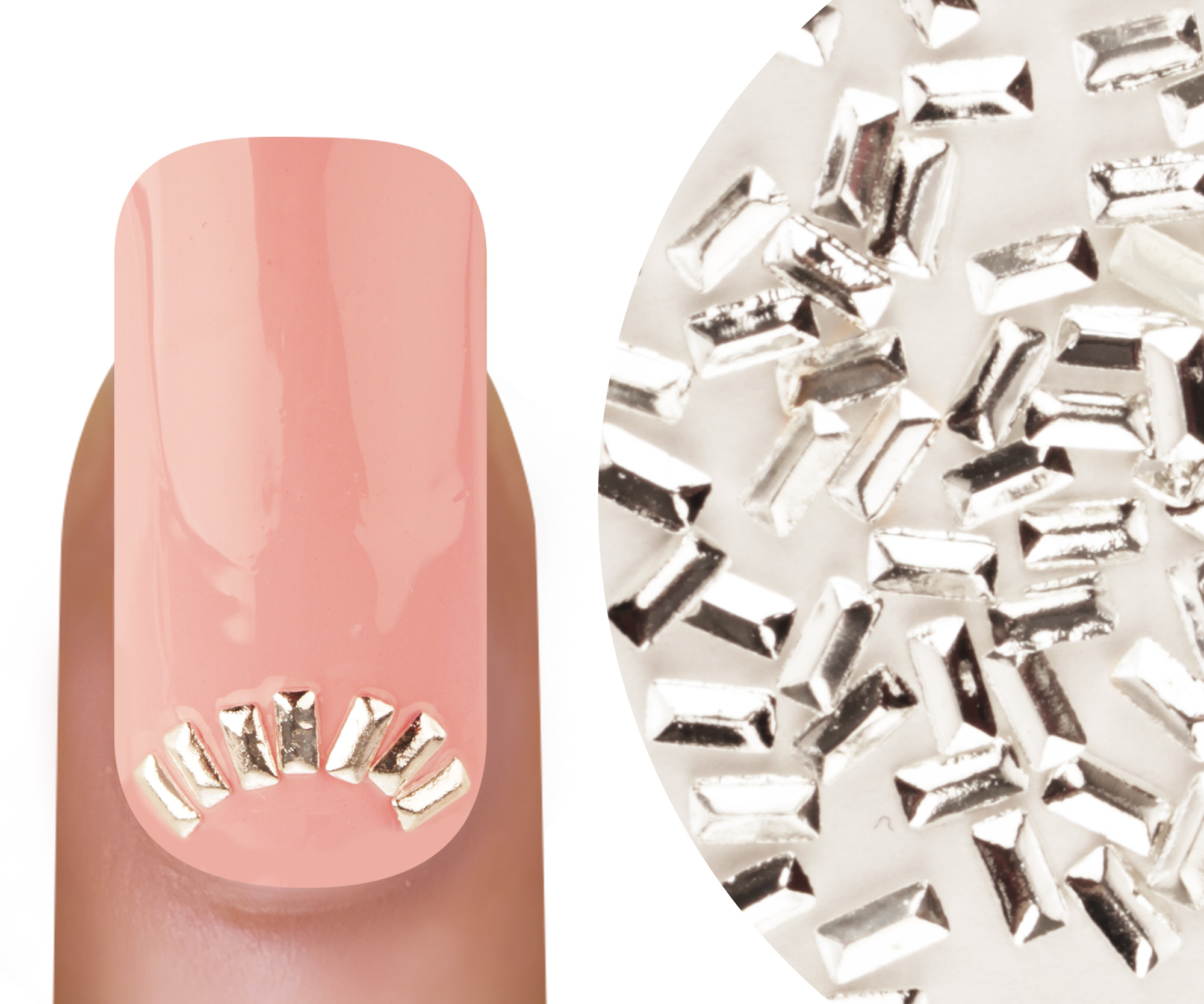 Nailart Studs Rechthoek Zilver